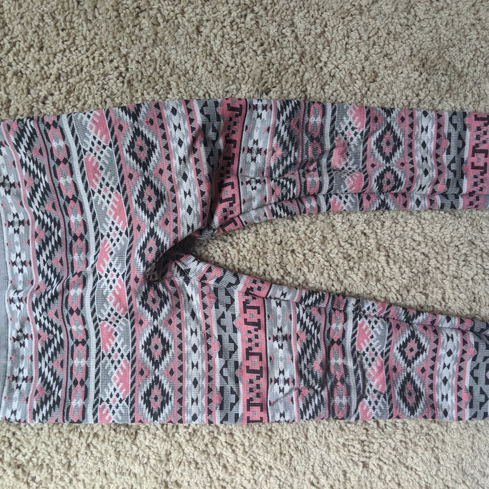 Pink and grey Aztec leggings